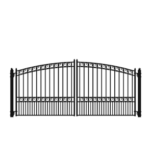 Puerta de Entrada de Acero Negro Resistente, Puerta de Jardín Metálica de Doble Hoja, Puerta Principal de Seguridad Decorativa de Hierro Forjado - Product Image 2
