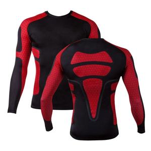 Camiseta de Compresión de Manga Larga para Hombre, Color Negro y Rojo, Bloques de Color, Spandex/Poliéster, Secado Rápido y Transpirable - Product Image 4