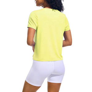T-shirt de yoga et fitness pour femme grande taille, respirant, infroissable, à manches courtes fendues, idéal pour le Pilates (OEM/ODM) - Product Image 2