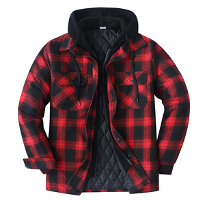 Wholesale <b>Mens</b> High Quality <b>Checkered</b> Flannel Shirt With Hood Casual Winter - Product Image 5