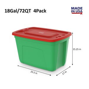 Lot de 4 bacs de rangement de Noël de 18 gallons avec couvercles, bacs empilables, conteneurs de rangement en plastique, organisation de garage, 18 gallons - Product Image 2
