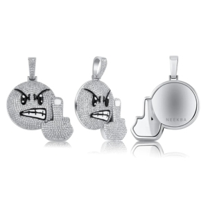 Pendentif Geste du Majeur Offensant pour Homme - Charme en Argent 925 et Moissanite, Pendentif Geste Offensant Glacé, Pendentif Audacieux Hip Hop - Product Image 6