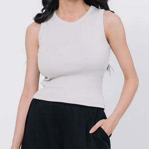 Top sin mangas con cuello redondo, informal, corto, con estampado, servicio OEM disponible, camisetas personalizables, top corto deportivo para mujer - Product Image 3