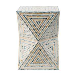 Geometric Triangle Hourglass Accent <b>Stools</b> Mother of Pearl Handcrafted Mosaic Small Side Table For Living Room <b>Bedroom</b> Decor - Product Image 5