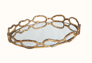 Bandeja DE SERVICIO DE ESPEJO decorativo de metal de aluminio hecho a mano con oro pulido y Estilo Vintage para cafeterías y uso doméstico - Product Image 2