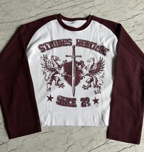 Custom Logo <b>Mens</b> Streetwear Heavyweight Thermal Waffle Double <b>Sleeve</b> DTG Print Crewneck Sweatshirts <b>Tshirts</b> - Product Image 4