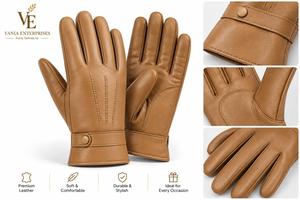 Gants en cuir pour hommes, hiver, extérieur, unis, en peluche épaisse, thermiques, imperméables, doux, en similicuir PU, compatibles écran tactile, détection d'aiguille - Product Image 2