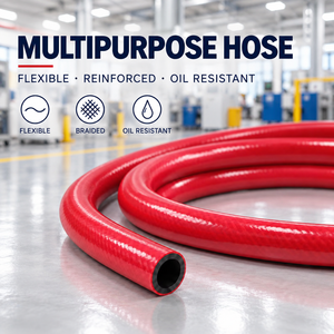 Manguera Multiusos de PVC, Flexible, Roja, Reforzada, Trenzada, para Transferencia de Agua y Aire Industrial, Rollo de 100m, OEM, ODM, Venta al Por Mayor, Exportación a Granel - Product Image 1