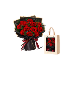 Elvrogest SA Ramo de Rosas Rojas Preservadas, 12 Piezas, Flores Eternas, Regalo de Lujo para San Valentín, Cumpleaños, Arreglo de Mesa - Product Image 1