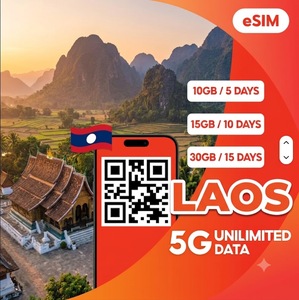Tarifa de datos digital eSIM 4G/5G de Laos – 10 GB/5 días, 15 GB/10 días, 30 GB/15 días, entrega instantánea por correo electrónico - Product Image 1