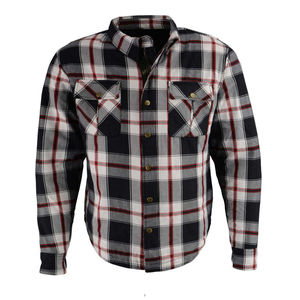 Chemise en flanelle à carreaux à manches longues pour homme, coupe classique, col montant, motif tissé, décontractée - Product Image 1