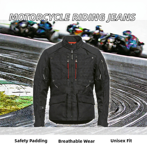 Veste de moto unisexe à manches longues noire imprimée, coupe-vent, style course, respirante, polyester/nylon, pour l'automne - Product Image 6