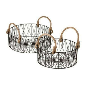 Iron Storage <b>Basket</b> with Wooden Handle - Product Image 4