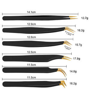 Juego de pinzas de alta calidad para extensión de pestañas, juego de pinzas de acero inoxidable - Product Image 3
