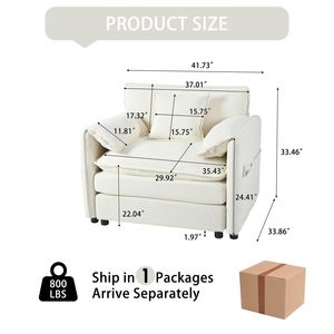 Moderno 41.73 sovradimensionato \ "bianco ciniglia poltrona imbottita 1 Toss cuscino profondo divano di lettura per camera da letto soggiorno per - Product Image 2