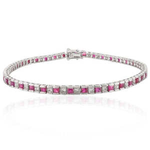 18K Gold <b>Ruby</b> and Diamond Fashion Tennis <b>Bracelet</b> - Product Image 2