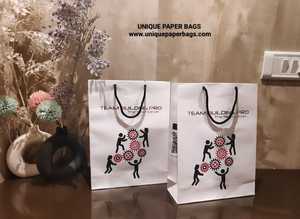 Luxury White <b>Paper</b> Shopping Bags with Custom Logo Black Rope Handles Recyclable Gift Packaging Bags for Corporate Branding - Product Image 2