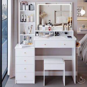 Extra Large 41 \ "comodino sinistro sgabello imbottito 2 AC + 2 USB Power Station EPA GCC per UL Certified Dresser Makeup - Product Image 1