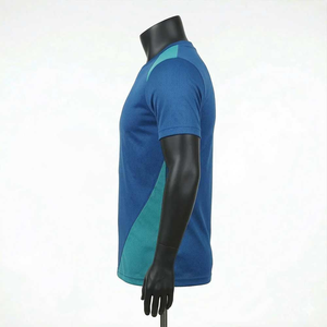 Camiseta Deportiva de Manga Corta para Hombre, Color Azul Turquesa, Cuello Redondo, de Secado Rápido, Tejido de Punto, Corte Ajustado, Largo Regular - Product Image 3