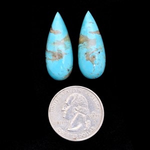 Cabochon lisse en turquoise naturelle d'Arizona de qualité AAA+, 30x12mm, pierre semi-précieuse pour la création de bijoux - Product Image 1