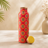 Bouteille d'eau en cuivre personnalisée imprimée, gourde en cuivre pur anti-fuite, cadeaux d'entreprise, logo personnalisé, cadeaux promotionnels, 1 litre