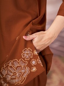 Conjunto de Top y Pantalón Bordado de Rayón Pesado Listo para Usar para Mujer, Estilo Tradicional, Secado Rápido, Sin Arrugas, Elástico - Product Image 5