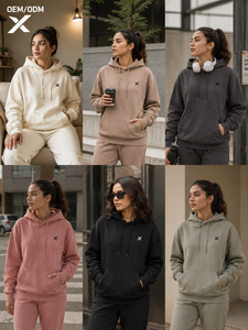 Sudadera con Capucha para Mujer X Sports City, Color Sólido, Algodón/Poliéster, Felpa Transpirable, Informal, con Bolsillo, Logotipo X, OEM/ODM - Product Image 3