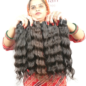 Extensiones de Cabello Humano Indio 100% Natural Remy sin Procesar con Cutícula Alineada, Doble Trama a Máquina, Ondulado, Paquetes Económicos al por Mayor - Product Image 6