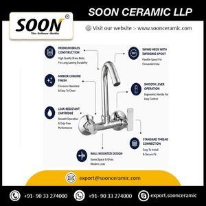 Sink Mixer With <b>Swinging</b> Spout Stainless Steel Wall-Mounted 111 Pillar Cock <b>Single</b> Handle Faucet Apartment Villa Hotel Bedroom - Product Image 5