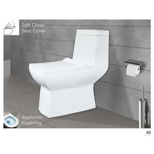 Inodoro Compacto de Esquina de Una Pieza, Cerámica Blanca, Sanitario de 675x360x700mm, Doble Descarga, para Proyectos de Hoteles y Apartamentos - Product Image 3