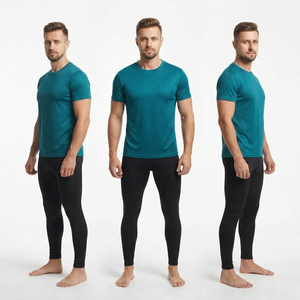 T-shirt de sport pour homme à manches courtes, col rond, respirant, séchage rapide, anti-UV, 100% polyester, idéal pour le yoga et l'entraînement - Product Image 5