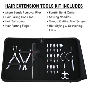 ชุดเครื่องมือหนีบและถอดต่อผมแบบเทปสีดำขั้นสูง พร้อมหวีหางจับแบบเวลโคร และคลิปหนีบผม - Product Image 2