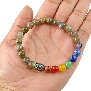 Bracelet bouddha en labradorite de haute qualité, perles des sept chakras, cadeau romantique, bijoux à la mode pour hommes et femmes, méditation énergétique - Product Image 2