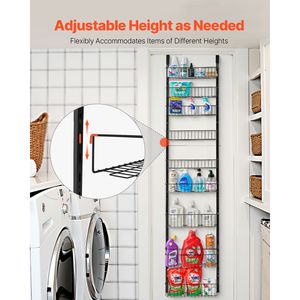 Organizzatore da appendere sopra la porta a 9 livelli in acciaio resistente, salvaspazio, regolabile per dispensa e parete - Product Image 5