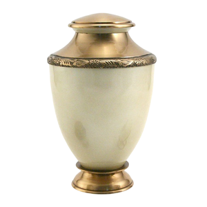 Urnas funerarias de latón de alta calidad para adultos con líneas negras y acabado en estaño para cenizas humanas. - Product Image 5