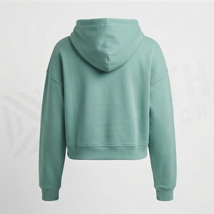 Haut à capuche tricoté surdimensionné de haute qualité pour femme, collection Automne Hiver Été 2025, style Jogger Jumper, coupe courte personnalisée, 380 g/m² - Product Image 2
