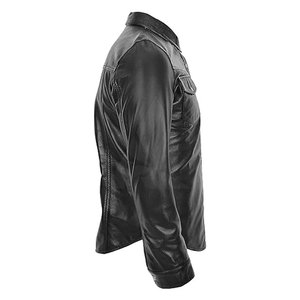 Men's Plus Size <b>Leather</b> Satin Breathable Long Sleeve <b>Shirt</b> Turn-down Collar Covered Button Closure Regular Fit Moto Biker Style - Product Image 2