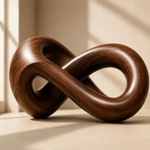 Sculpture abstraite en bois moderne, faite à la main, décoration artistique pour table, ornement pour salon - Product Image 5