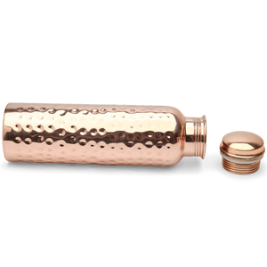 Nueva botella de agua ecológica de cobre con acabado antiguo premium y diseño en relieve de blossom craft india - Product Image 4