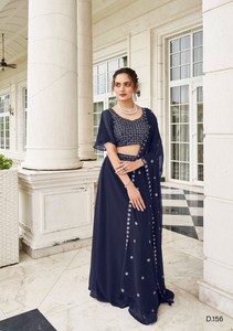 Lehenga Choli Moderno Semi-Cosido de Georgette con Lentejuelas y Bordado para Fiestas de Diwali y Bodas - Product Image 3