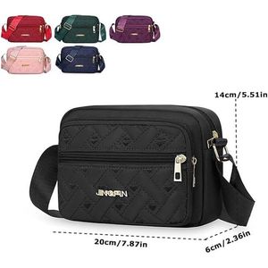 Borsa a Tracolla Trapuntata da Donna in Tessuto Oxford Multistrato con Tracolla Larga, Borsa a Mano Casual Ricamata per il Business - Product Image 2