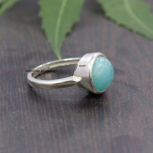 Anillo de Amazonita Natural en Plata de Ley 925, Joyería Artesanal con Piedras Preciosas, Anillo Estilo Boho - Product Image 4
