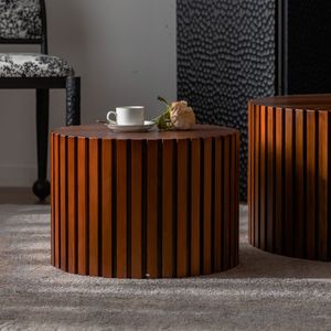 Round Wood <b>Coffee</b> <b>Table</b> for <b>Small</b> Space Apartments Living Room No Assembly Required - Product Image 4
