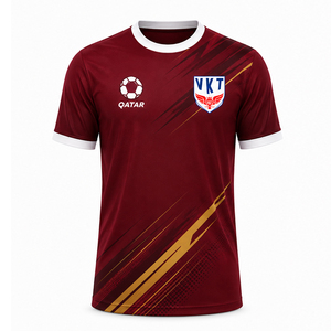 เสื้อฟุตบอลกาตาร์ 2026 สีแดงเลือดหมู เสื้อแฟนบอลทีมชาติ สไตล์ชุดกีฬา - Product Image 1
