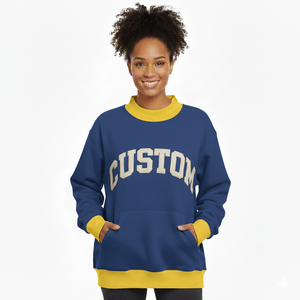 Manufacturer Wholesale Custom Logo High Quality Varsity French Terry Fleece Knitted Cotton <b>Blends</b> Women Oversized Mockneck - Product Image 6