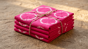 <b>Pink</b> Hand Block Printed Pure Cotton Eco-Friendly Lightweight Fabric Circular Pattern Textile for Bags <b>Purses</b> Totes Boys Girls - Product Image 2