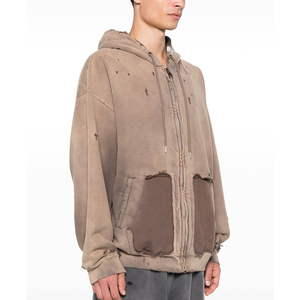 Sudadera básica para hombre con efecto deslavado, color descolorido, tejido suave, corte relajado, ideal para uso casual en el gimnasio y estilo urbano diario. - Product Image 6