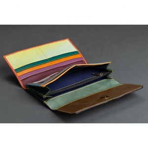 Real Handmade Metallic Fur Recycled Leather Women Clutch Stylish Stubby Rainbow Color Multiuse Purse ATM Cards Holder Wallets - Product Image 5