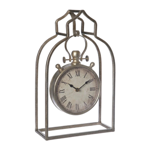 Horloge de table carrée en argent de luxe, style montre de poche vintage, horloge de table antique avec chiffres romains, horloge en métal pour salon - Product Image 5