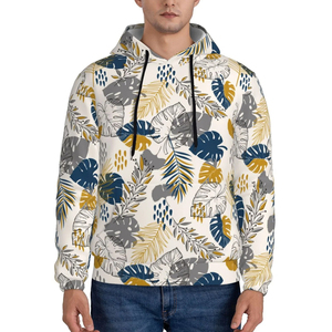 Men's Hooded Sweatshirt custom Leaf Print Casual Knitted <b>Polyester</b> <b>Hoodie</b> With Pocket Regular Fit Summer Wear - Product Image 1